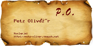 Petz Olivér névjegykártya